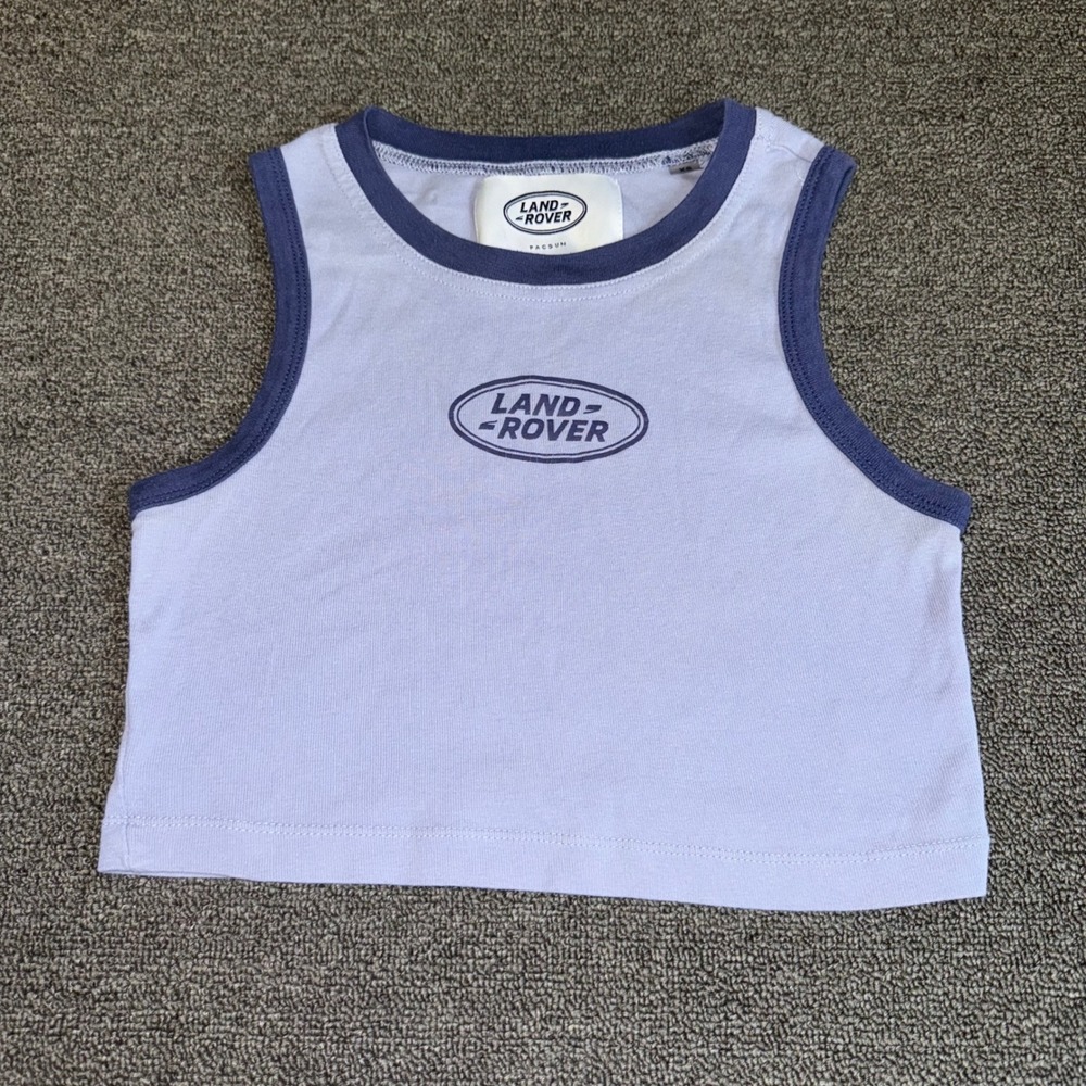 PacSun Land Rover Logo Ringer Crop Tank Top Purple XS Casual Streetwear Summer